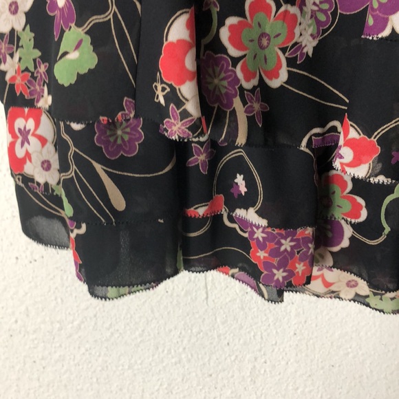 Ann Taylor Loft Petite Black Floral Ruffle Tier Skirt Size 8P - Picture 5 of 9